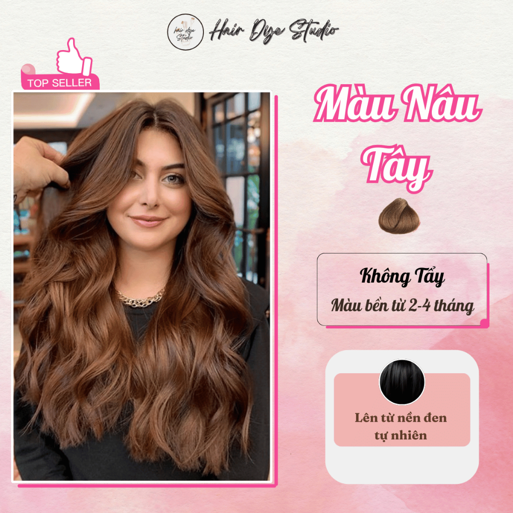 Thuốc nhuộm tóc , Thuốc nhuộm màu nâu tây , nâu cacao tại nhà không cần tẩy nhà Hair Dye Studio