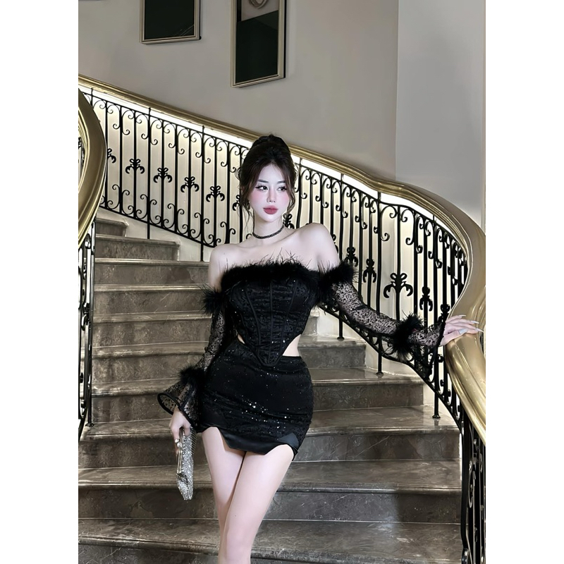 [Sẵn hoả tốc kèm ảnh thật] SET ÁO KIM SA LÔNG VŨ + CHÂN VÁY