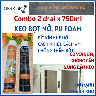   COMBO 2 Chai  Chai Xịt PU Foam Keo Bọt Nở Bịt Kín Lổ Cách Âm Cách Nhiệt Chống Thấm - Rockiya 