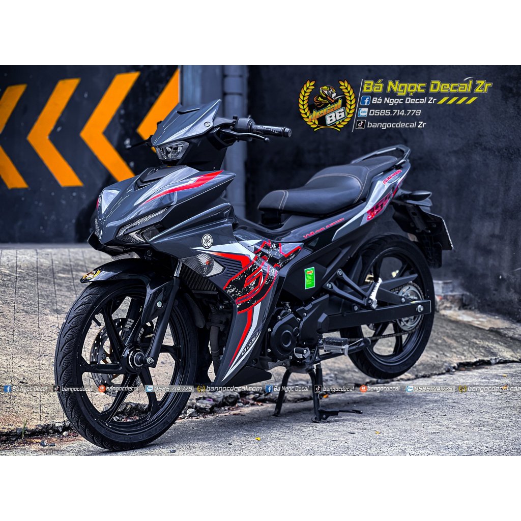 TEM RỜI CHỮ EX CAM ĐEN DÁN XE EX155 VVA XÁM XI MĂNG CHO V1-V2