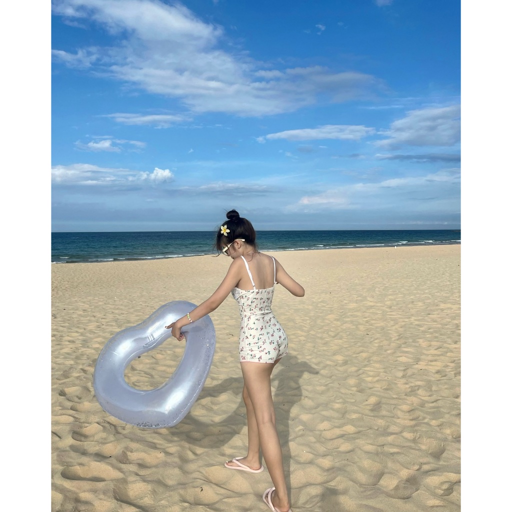 Bodysuit hoa nhí đi biển  phối ren nữ 1 lớp mỏng, Set áo liền quần ôm sát sexy quyến rũ cho nữ không đệm mút - Mã M08 | BigBuy360 - bigbuy360.vn