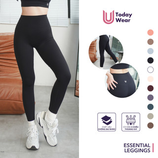 Quần tập gym yoga thể thao nữ legging Essential lưng cao màu trơn Today U Wear