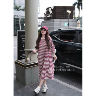Váy xuông kẻ đỏ tay lửng kiều trang basic