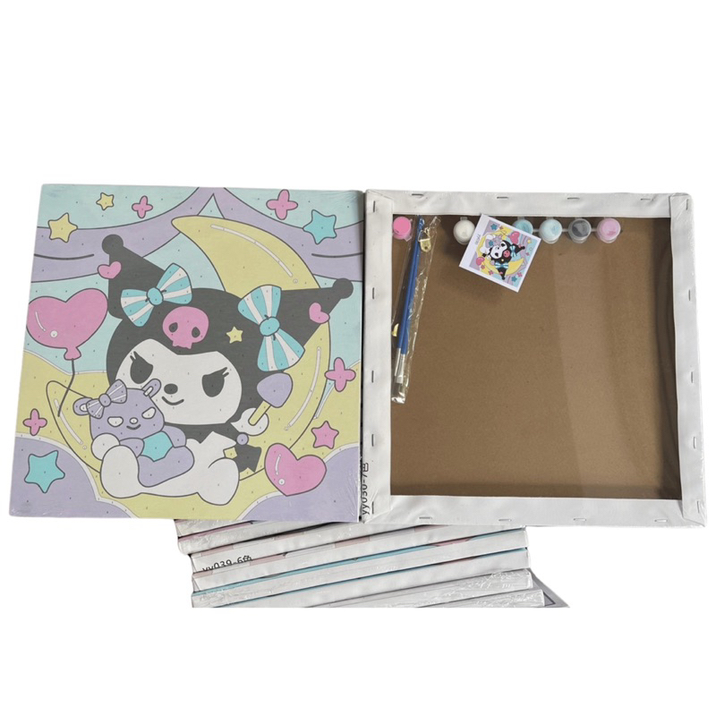 Tranh tô màu số hoá theo mẫu 30x30cm, tranh tô màu theo số cho bé, tranh tô màu vải sẵn khung