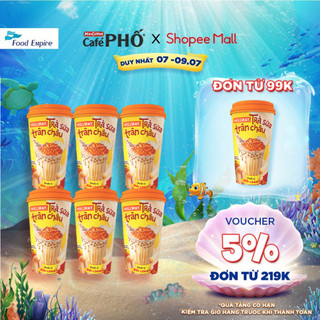 Combo 6 Trà Sữa Trân Châu Hoàng Kim Hillway dạng Ly chuẩn vị Đài Loan size L (Ly 1 gói trà sữa, 1 gói trân châu)