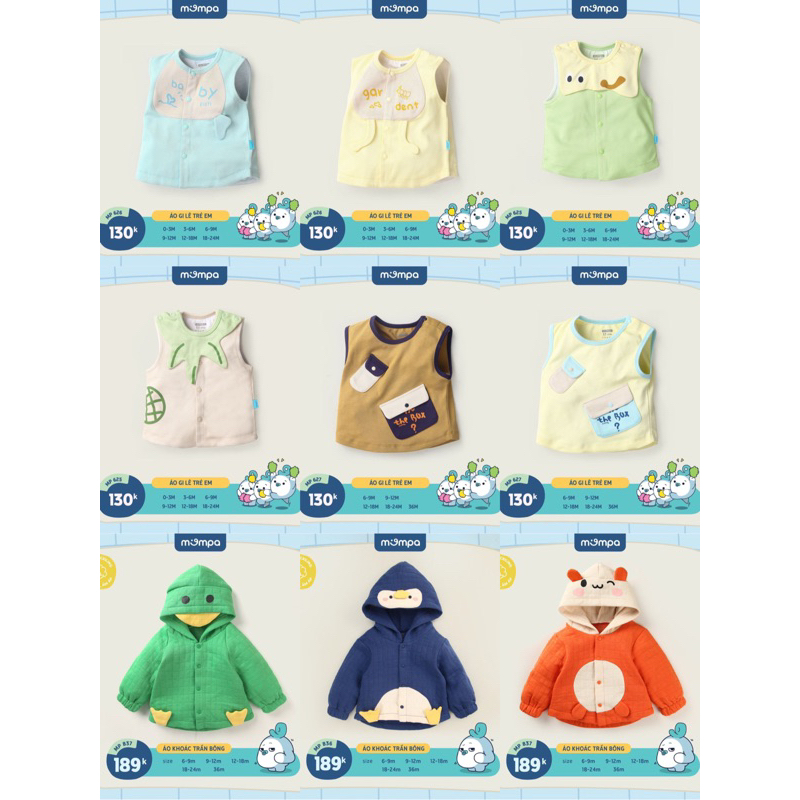 Gile và áo khoác cho bé từ sơ sinh đến 3 tuổi chất cotton nỉ