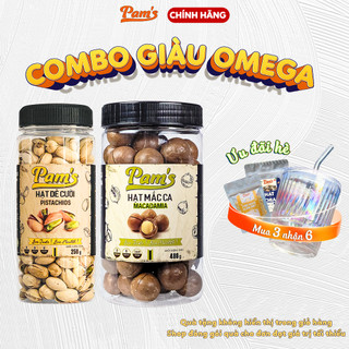 COMBO Giàu Omega3 - Hạt Macca Nhập Khẩu Úc 480g/hũ + Hạt Dẻ Cười Nhập Khẩu Mỹ 250g/hũ Pams
