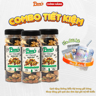 COMBO 3 Hũ Siêu Hạt Mix 6 Loại(Macca, Hạnh Nhân, Điều, Nhân Óc Chó, Hạt Bí, Nho Úc) Pams