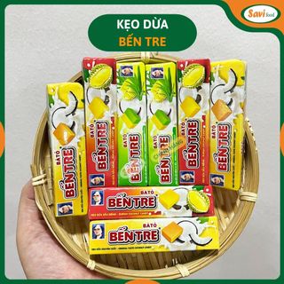 Kẹo Dừa đặc sản Bến Tre thanh 10 viên nhiều vị thơm ngon dẻo ngậy - sầu riêng, lá dứa, dừa non