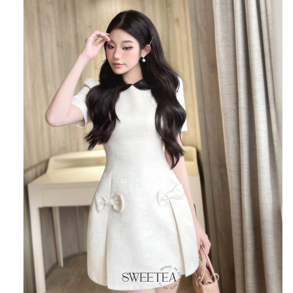 Váy dài liền thân chất tafta phối cổ điệu đà Aimee Dress - SWEETEA | BigBuy360 - bigbuy360.vn