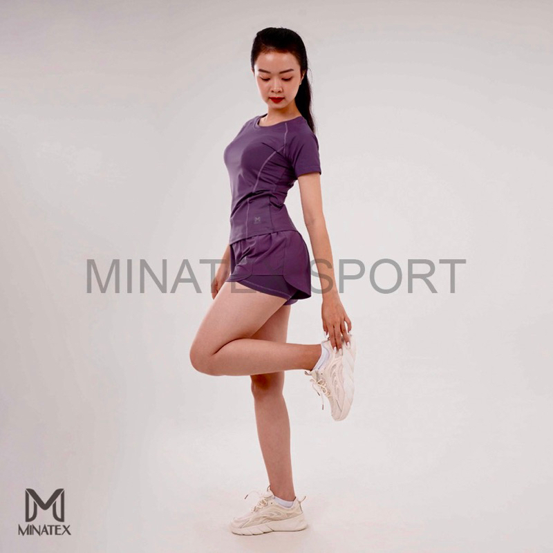 Set quần áo tập gym yoga chạy bộ chơi cầu lông MINATEX, chất vải mịn bền may kỹ lót ôm có túi lớp ngoài rộng - P1Đ1/Đ2