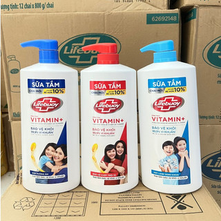Sữa tắm Lifebuoy xanh lợt, đỏ, xanh đậm 800g