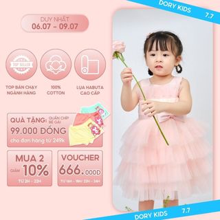 Đầm công chúa cho bé gái Dory Kids 5 tầng xinh xắn cho các bé từ 1 tuổi đến 10 tuổi, đủ size từ 10kg đến 40kg