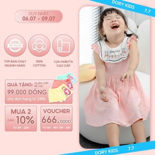 Váy đầm cho bé gái DORYKIDS hồng cổ yếm,sát nách vải tơ đũi Hàn mềm mát, váy đầm công chúa cho mùa hè[101056V1402]