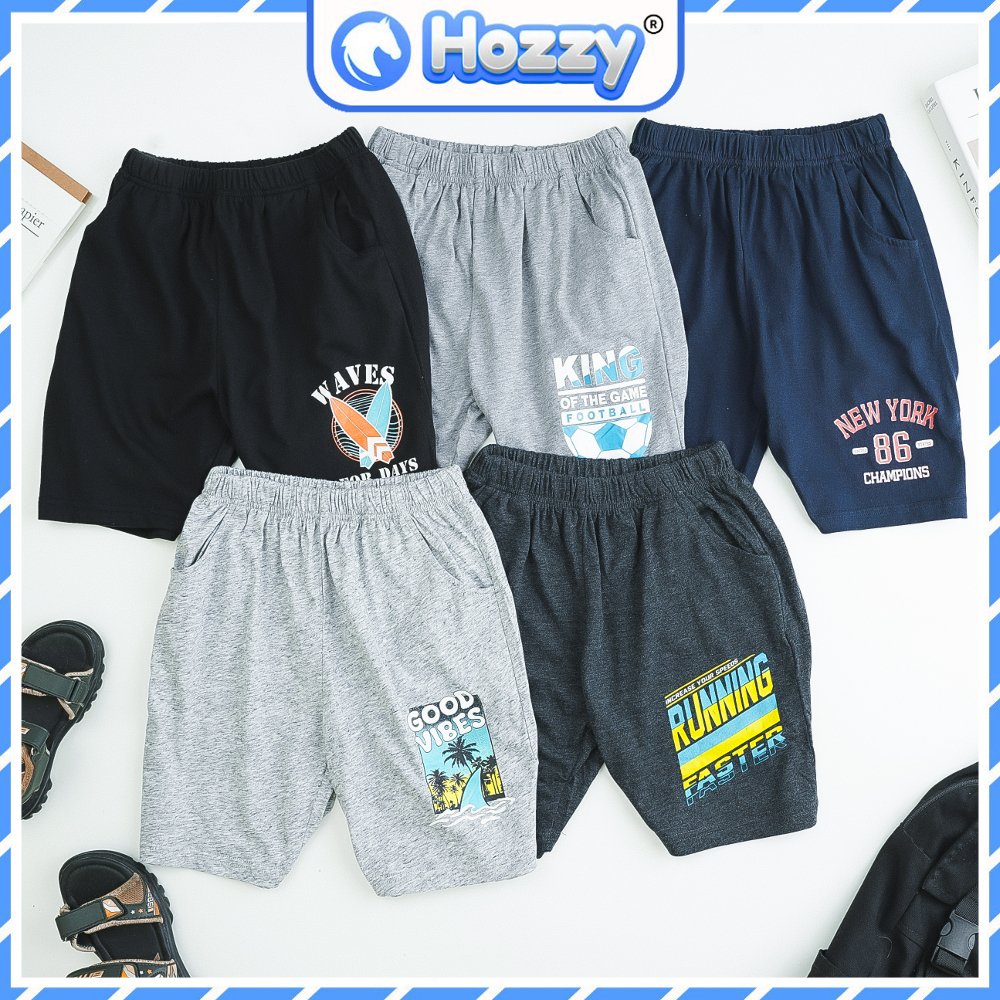 Quần đùi thun cotton bé trai Hozzy 20-50kg size đại vải xuất dư 100% cotton mềm mát thấm mồ hôi