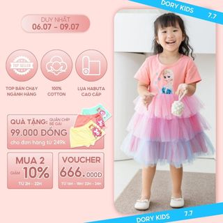 Váy công chúa Elsa cho bé gái DORYKIDS Frozen Elsa 3 tầng tùng xoè váy thiết kế cao cấp cho trẻ em có size đại