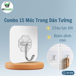 Set 10 Móc dán trong suốt dính tường siêu chắc chịu lực tốt, móc trong dán tường Onsmart