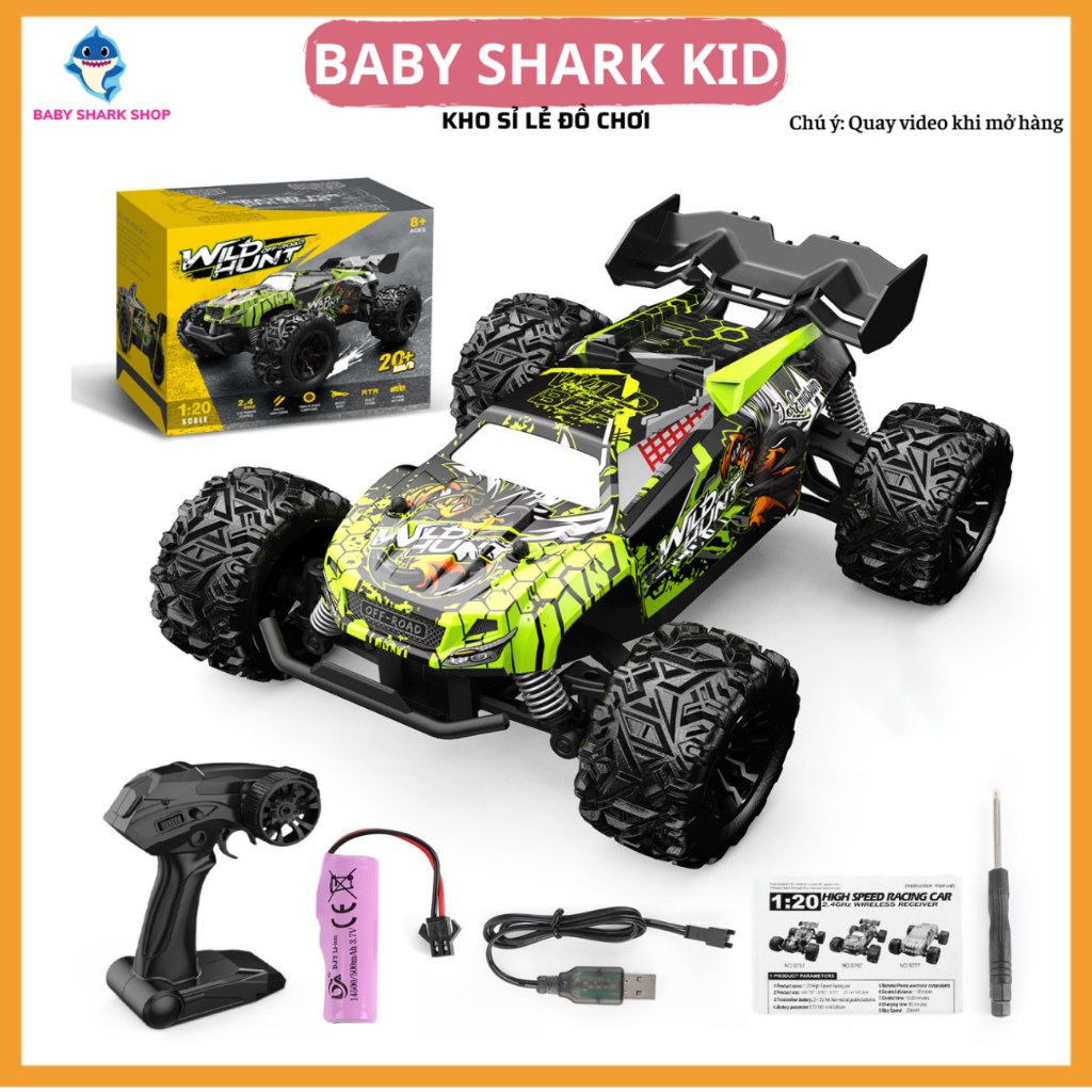Xe ô tô điều khiển từ xa RC địa hình tốc độ cao 1/20 +20-25 km/h chống nước, chịu lực va chạm