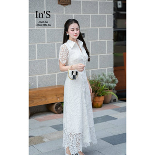 Váy ren đai eo trắng Size: SML-Xl 720k