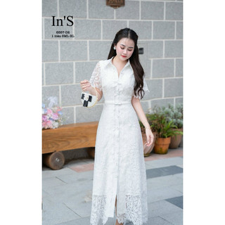 Váy ren đai eo trắng Size: SML-Xl 720k