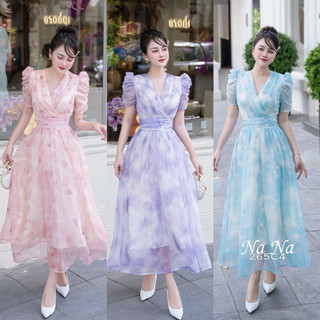 Váy tơ hoa tay bồng cực xinh Sz.SML.    540k