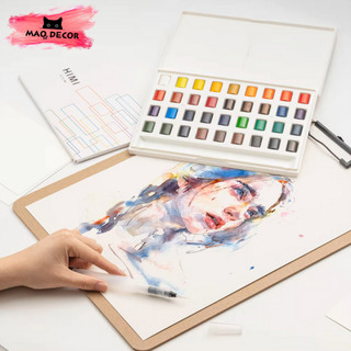 Mao hỏa tốc - bộ màu nước 36 màu watercolor kit himi dạng nén thế hệ mới - kèm 6 giấy vẽ 300gsm và 1 cọ nước
