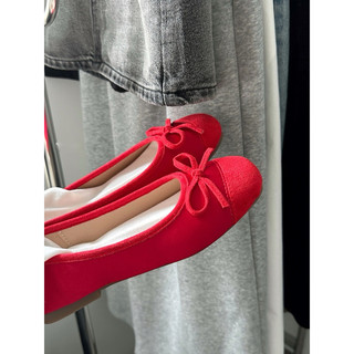 Giày bệt ballet đế mềm chất nhung đính nơ