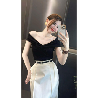  Áo Thun Nữ Xoắn Ngực - Áo Kiểu Nữ Trễ Vai Chất Liệu Cao Cấp Phong Cách Nữ Tính Sang Trọng Thời Trang CS45 CT JEANS 