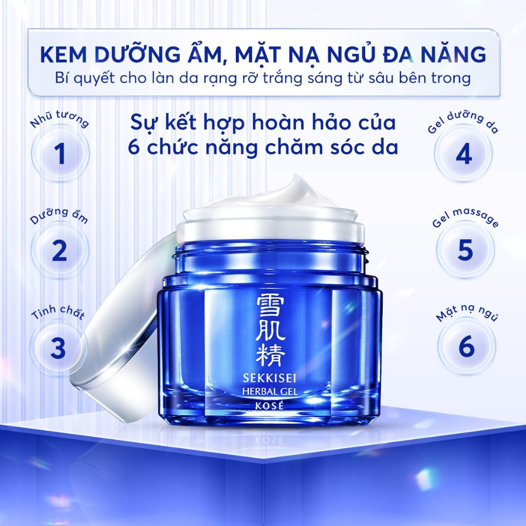 Kem Dưỡng Ẩm, Mặt Nạ Ngủ Đa Năng Kosé SEKKISEI HERBAL GEL 80g 6 Trong 1 ( Nội Địa Nhật Bản )
