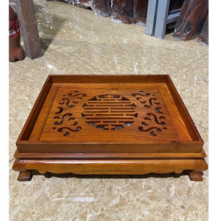 Khay trà chân quỳ dáng trơn gỗ hương đá