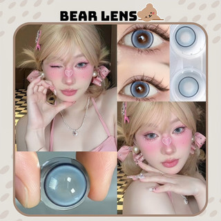 Kính áp tròng lens xanh Blue tây viền đen size giãn to 14.5mm 0.00 độ | Bear Lens 🐻