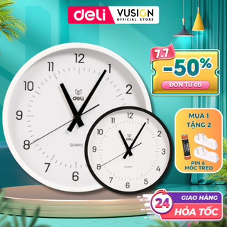  Đồng Hồ Treo Tường Kim Trôi Quartz Deli Không Ồn, Minimalist Tối Giản Quà Tặng Tân Gia