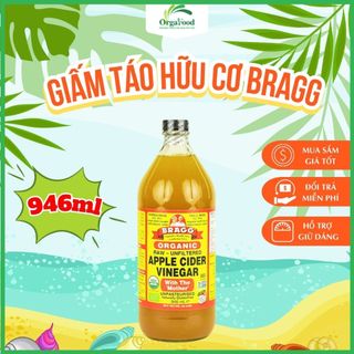 Giấm táo hữu cơ mỹ bragg 946ml 0 calo - dấm táo giảm cân ăn kiêng eatclean orgafood