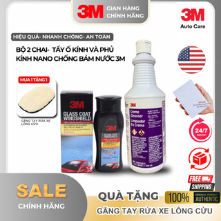 Bộ dung dịch vệ sinh tẩy ố kính và chống bám nước kính 3M™.Vệ sinh kính 2 bước