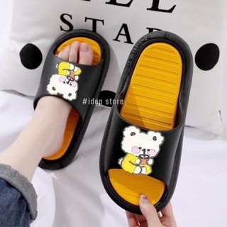 Dép quai ngang nữ Gấu Trà Sữa Popular (Chọn tăng 1 size) 𝐢𝐃𝐞́𝐩 𝐃𝐋𝟐𝟏𝟗 chất cao su êm chân siêu nhẹ đi trong nhà