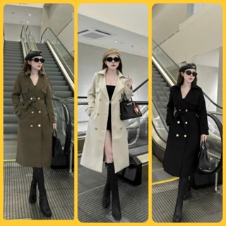 Áo Khoác măng tô nữ dáng dài cao cấp dành cho nữ, áo khoác ngoài chất liệu kaki dày dặn đính khuy đồng sang chảnh