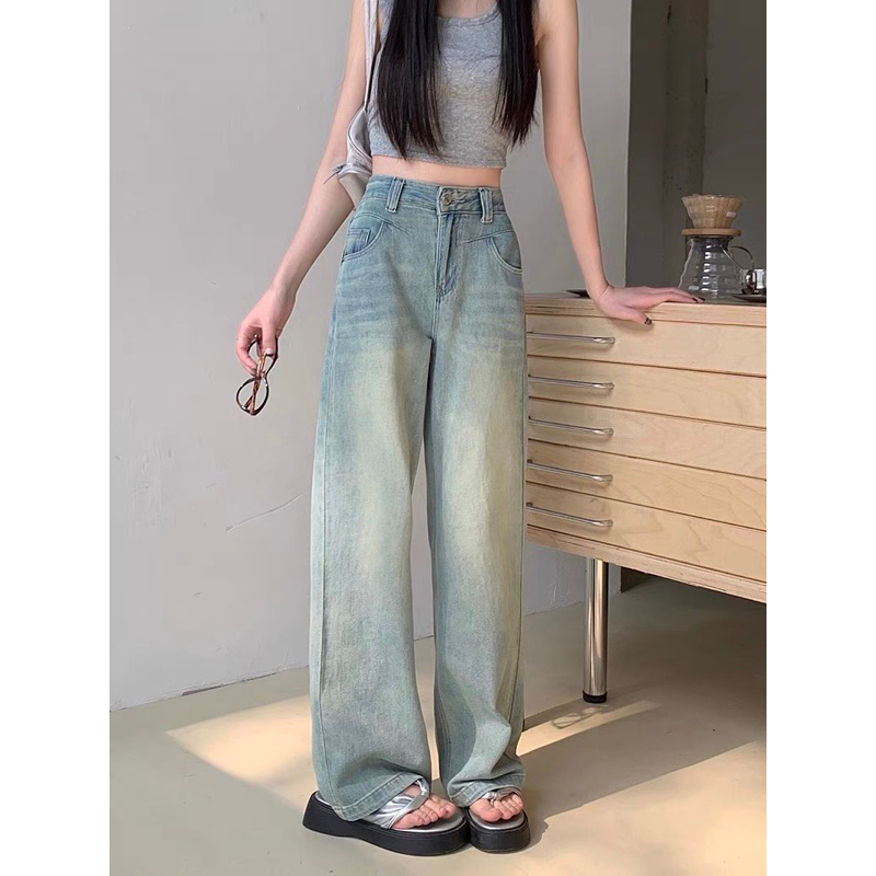 Quần Jean Ống Rộng Màu Mài Xanh Nhạt tocjean