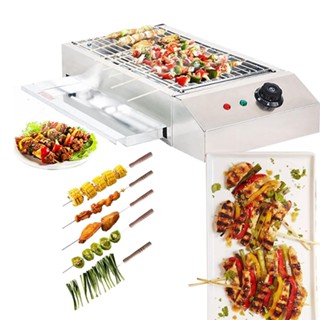 Bếp nướng điện không khói đa năng công suất 2800W chất liệu INOX chuyên nướng thịt xiên, hải sản đa năng [BH 12 Tháng]
