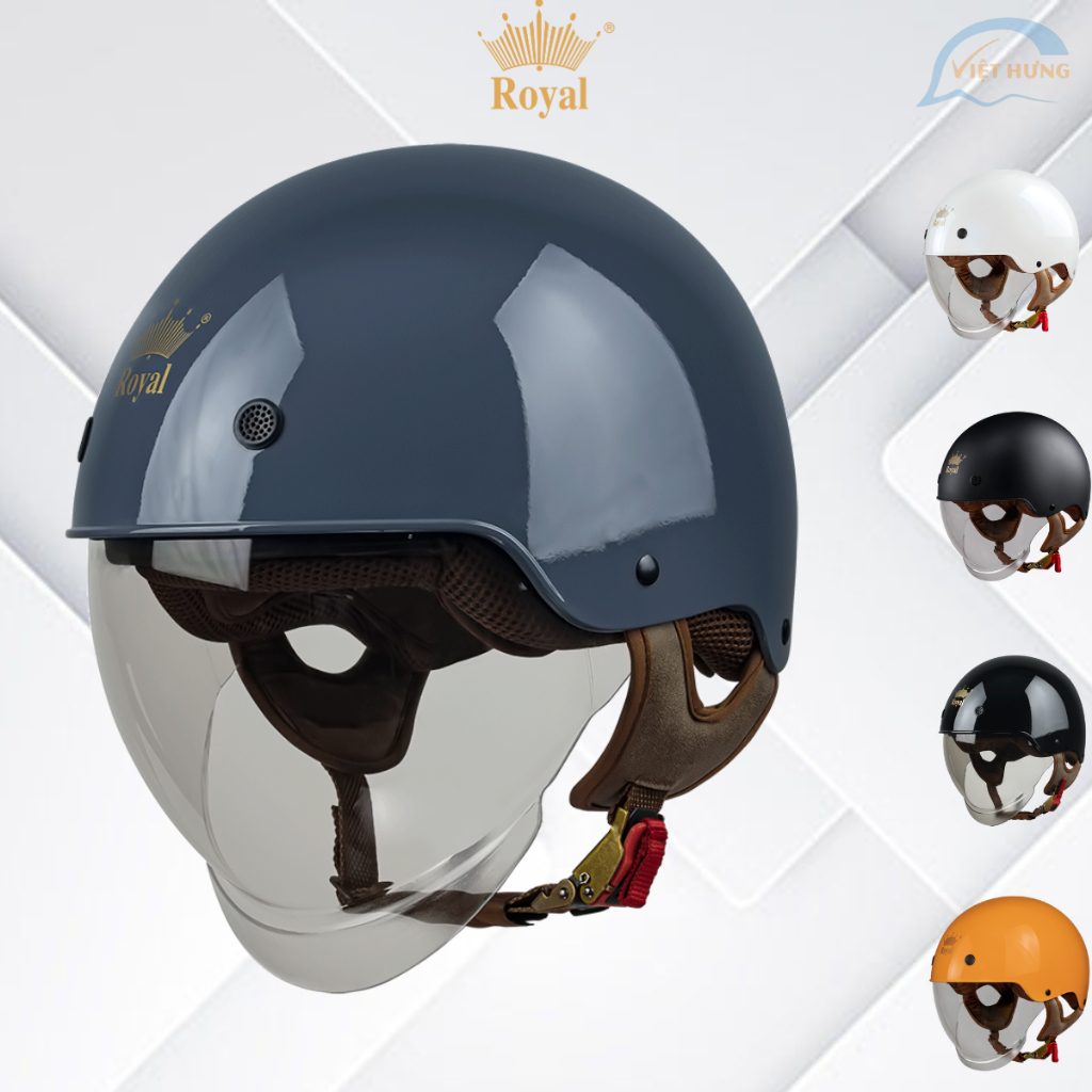 Mũ Bảo Hiểm Nửa Đầu Kính Âm Royal Helmet M239 Trơn, Nón Bảo Hiểm 1/2 Royal Hàng Chính Hãng Bảo Hành 