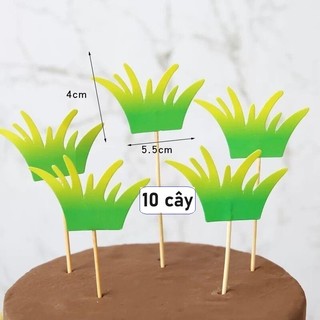Set 10 Cây cắm Bụi Cỏ giấy trang trí bánh sinh nhật, thẻ giấy cắm bánh