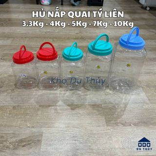 1 Hủ nhựa bát giác có quai xách 3.3 kg-4-5-7-10kg nhựa PET trong suốt, chất lượng cao, dễ vệ sinh an toàn cho người dùng