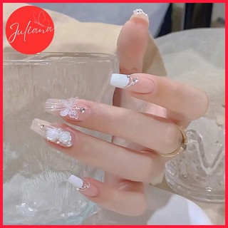 [Mã-CZ077] Set 24 Móng Tay Giả Đính Đá Bông Hoa Cao Cấp (Tặng Kèm Keo + Dũa + Miếng Dán)