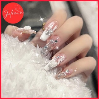 [Mã-Z312] Móng Tay Giả Juliana Đính Đá Cao Cấp Hộp 24 Nails Box (Kèm Phụ Kiện Làm Móng)