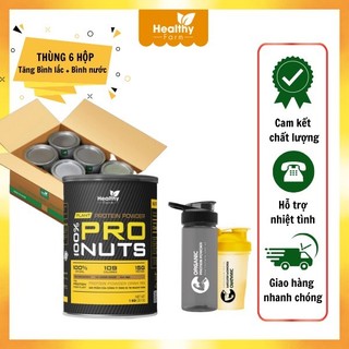Combo 6 hộp bột protein nuts 1kg hỗ trợ tăng cơ đốt mỡ dạng lon 1kg + bình lắc và bình nước