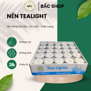 Nến tealight hộp 100 viên cháy 2h KHÔNG MÙI, KHÔNG KHÓI dùng trong khách sạn, nhà hàng, spa, đốt xông tinh dầu, thờ cúng