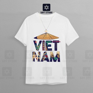 Áo thun du lịch chữ Việt Nam nón lá