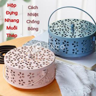 Hộp đựng nhang muỗi, cuộn đàn hương bằng thép chống cháy, cách nhiệt - hộp đựng nhang muỗi sơn tĩnh điện