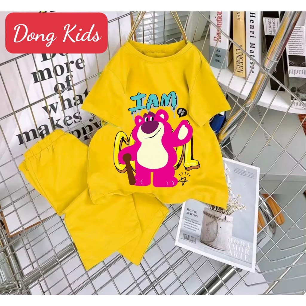 Bộ legging in hình gấu dâu cho bé gái