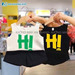 Bộ ba lỗ cho bé trai ankhangkid chất cotton size 8-20kg mẫu hi pet