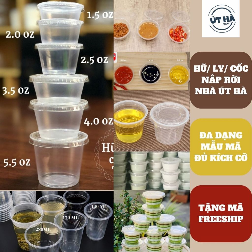 👉 [Rẻ - Hàng Dày] 100/50 Hũ Sốt Nắp Rời 30-200ml Đựng Nước Chấm, Gỏi Cuốn, Topping, Flan, Rau Câu
